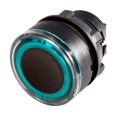ZB5AW933 Schneider Harmony XB5 Green Flush Illuminated Ring Pushbutton Actuator for integral LED 22.5mm Spring Return