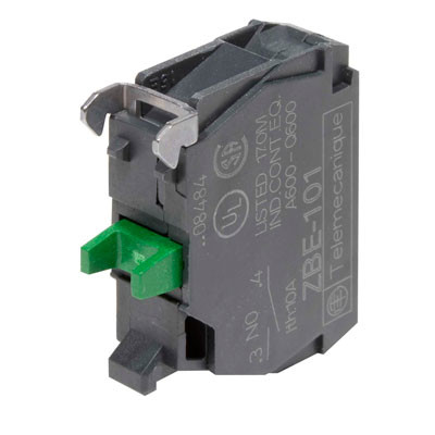 ZBE101 Schneider Harmony Normally Open Contact Block for use with ZB4BZ009 or ZB5AZ009 Collars or as Additional Block