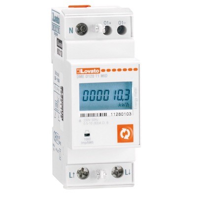 DMED120T1 Lovato Synergy 63A Single Phase Energy Meter LCD Screen Programmable Digital Output