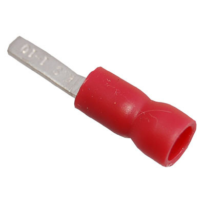 DVB1-10 Insulated Red Blade Crimp 10mm Long for 0.5-1.5mm Cable