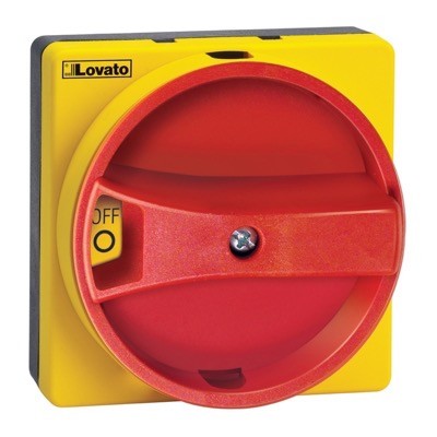 GAX61 Lovato GA Padlockable Red/Yellow Isolator Handle Screw Fixing 65 x 65mm