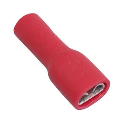 DVFP01-2.8F5 Fully Insulated Red Female Push-on Crimp 2.8 x 0.5mm for 0.5-1.5mm Cable