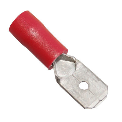 DVP01-6.3M Insulated Red Male Push-on Crimp 6.3mm for 0.5-1.5mm Cable