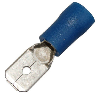 DVP02-6.3M Insulated Blue Male Push-on Crimp 6.3mm for 0.75-2.5mm Cable