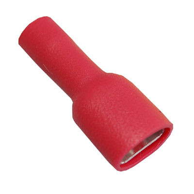 DVFP01-6.3F Fully Insulated Red Female Push-on Crimp 6.3 x 0.8mm for 0.5-1.5mm Cable