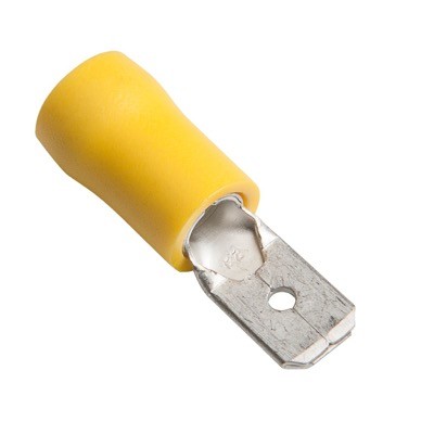DVP05-6-3M Insulated Yellow Male Push-on Crimp 6.3mm for 4-6mm Cable