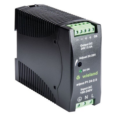 81.000.6120.0 Wieland wipos P1 Power Supply 2.5A 70W 85-264VAC Input Voltage 24-28VDC Output Voltage