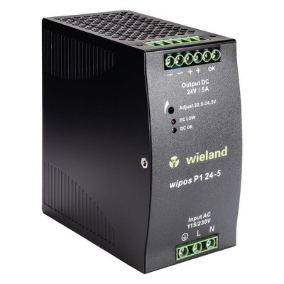 81.000.6130.0 Wieland wipos P1 Power Supply 5A 120W 115-230VAC Input Voltage 22.5-24.5VDC Output Voltage