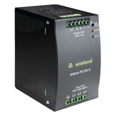81.000.6160.0 Wieland wipos P3 Power Supply 5A 120W 340-575VAC 3 Phase Input Voltage 22.5-28.5VDC Output Voltage