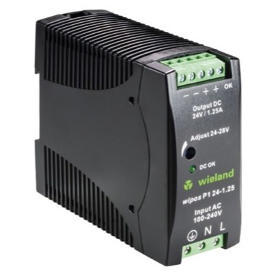 81.000.6110.0 Wieland wipos P1 Power Supply 1.25A 30W 85-264VAC Input Voltage 24-28VDC Output Voltage