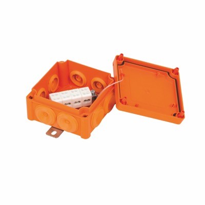 FPT1010PP46.4 Ensto Vulcano Polypropylene 100 x 100 x 50mmD Fire Protection Enclosure IP65 Orange
