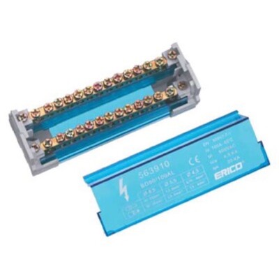 563910 nVent ERIFLEX BD-80-100AL 2 Pole 100A Distribution Block Input Capacity 2 x 10 - 25mm2 13 outgoing connections per pole