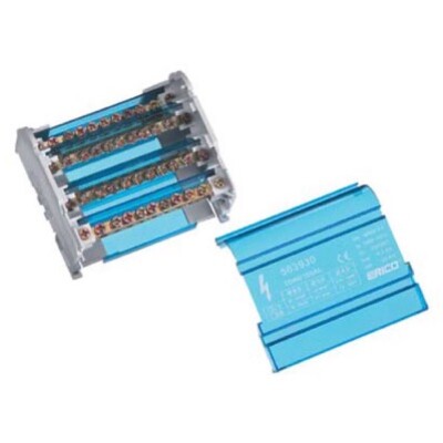 563930 nVent ERIFLEX TD-80-100AL 4 Pole 100A Distribution Block Input Capacity 2 x 10 - 25mm2 9 outgoing connections per pole