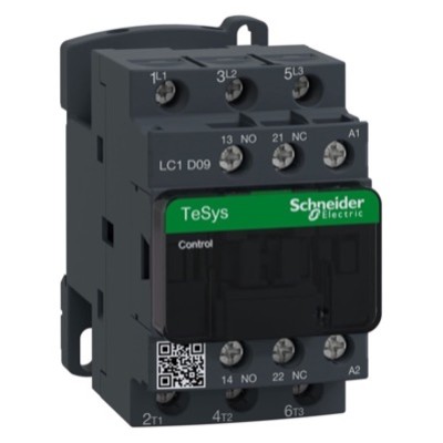 LC1D09B7 Schneider TeSys D Contactor 3 Pole 9A AC3 4kW 1 x N/C Auxiliary &amp; 1 x N/O Auxiliary 24VAC Coil