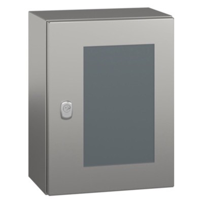 NSYS3X4320T Schneider Spacial S3X Stainless Steel 304L 400H x 300W x 200mmD Wall Mounting Enclosure IP66 Glazed Door