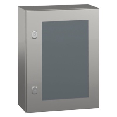 NSYS3X5420T Schneider Spacial S3X Stainless Steel 304L 500H x 400W x 200mmD Wall Mounting Enclosure IP66 Glazed Door