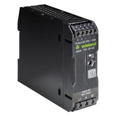 81.000.6520.0Wieland wipos PS1 Power Supply 2.5A 60W 85-264VAC Input Voltage 21.6-27.6VDC Output Voltage