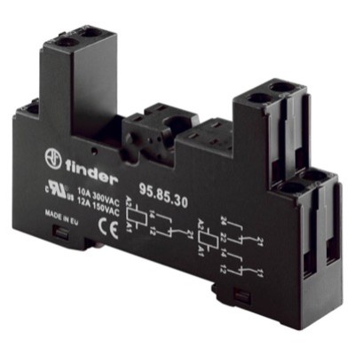 95.85.30SMA Finder 95 Series Black Double Pole Relay Base for 4052 &amp;  4061 Relays