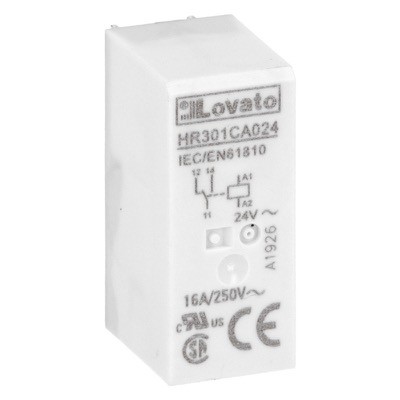 HR301CA024 Lovato Electric HR30 Single Pole 10A Relay 24VAC Coil 1 Change-Over Contact