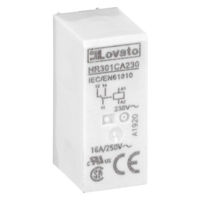 HR301CA230 Lovato HR30 Single Pole 10A Relay 230VAC Coil 1 Change-Over Contact