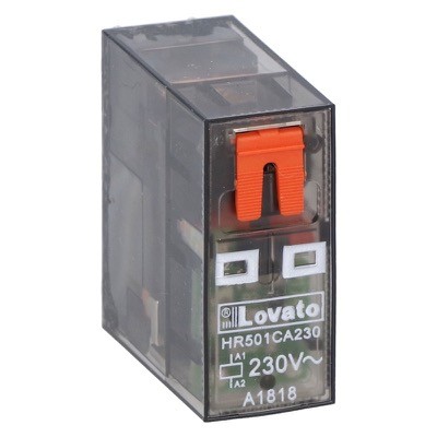 HR501CA230 Lovato Electric HR50 Single Pole 10A Relay 230VAC Coil 1 Change-Over Contact Lockable Test Button and LED Indication