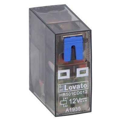 HR501CD012 Lovato HR50 Single Pole 10A Relay 12VDC Coil 1 Change-Over Contact Lockable Test Button and LED Indication