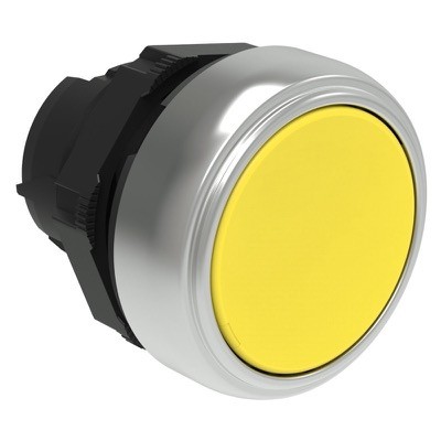 LPCB105 Lovato Electric Platinum Yellow Flush Pushbutton Actuator 22.5mm Spring Return