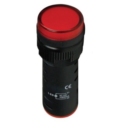 AD22-16B-R-230 230VAC Red LED Monoblock Pilot Lamp 16mm