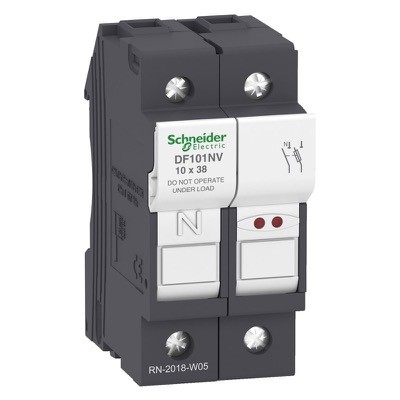 DF101NV Schneider TeSys DF 10 x 38mm 32A Single Pole &amp; Neutral Fuse Carrier with LED Indicator