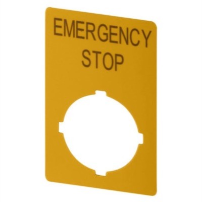 M22-XZK-GB99 Eaton RMQ-Titan Emergency Stop Label Yellow 50H x 33mmW