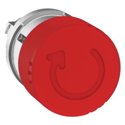 ZB4BS834 Schneider Harmony XB4 30mm Red Emergency Stop Pushbutton Actuator 22.5mm Twist to Release Chrome Bezel