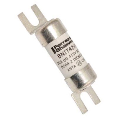 BNIT42V20M32 Mersen BNIT 20A gM Offset Bolted Tag Fuse Motor Rated to 32A BS88 A1 56mm Long 415VAC Rated 44.5mm Fixing Centres