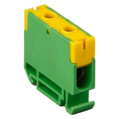 KE33.30 Ensto Clampo Compact 35mm Yellow/Green Terminal Block for  TS35 DIN Rail Single Feed Through 1.5-35mm2