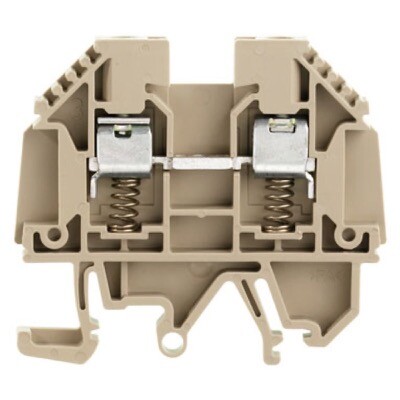 9537450000 Weidmuller W Series 4mm Beige Terminal Block with Spring-loaded Cable Clamp for TS35 DIN Rail WDU 4 SL/EN