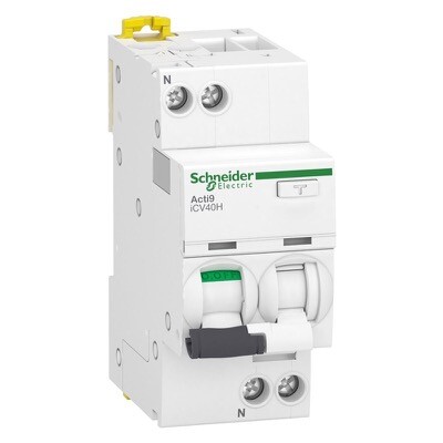 A9DC4606 Schneider Electric Acti9 iCV40H 1P+N 6A C Curve 10kA 30mA A Type RCBO