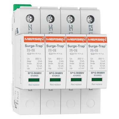 83120244 Mersen Surge-Trap 26STPT12-5K680V-3P-RM SPD Type 1+2 5kA Iimp (10/350) 3Ph 690V (up to 850V) 3+1 IT Reinforced 