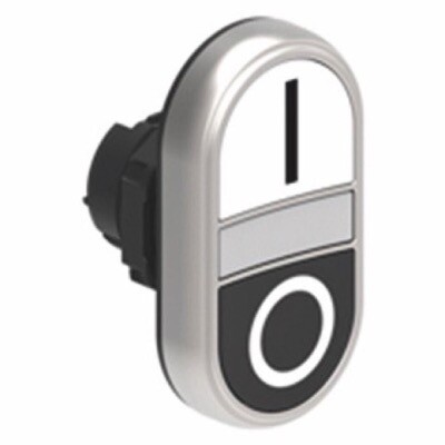 LPCBL7124 Lovato Electric Platinum White Flush/Black Flush Double Pushbutton Actuator 22.5mm Spring Return