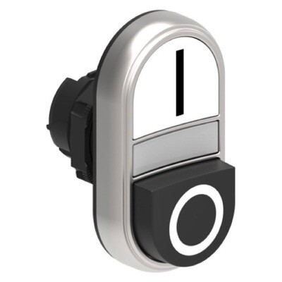 LPCBL7224 Lovato Electric Platinum White Flush/Black Projecting Double Pushbutton Actuator 22.5mm Spring Return