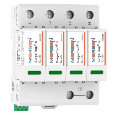 44020420 Mersen K2-4P440 Mersen Surge-Trap K2 Series SPD, T2, 4P, Uc 440V AC