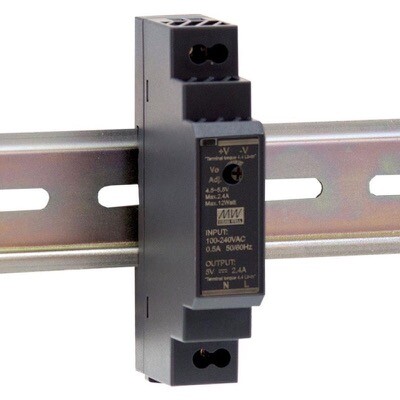 HDR15-12 MEAN WELL HDR-15 AC-DC Ultra Slim DIN Rail Power Supply Input Range 85-264VAC Output 12VDC at 1.25A