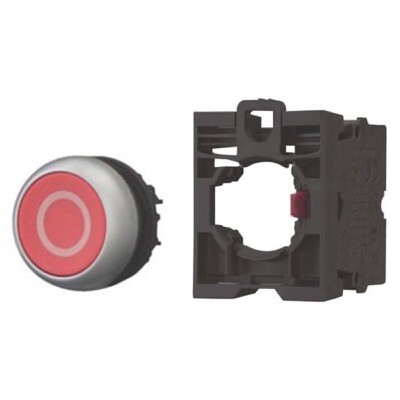 M22-D-R-X0/K01 Eaton RMQ-Titan Red Flush Pushbutton Actuator with &#039;O&#039; Symbol 22.5mm Spring Return (Momentary) 1x N/C