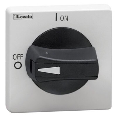 GAX64B Lovato GA Padlockable Black Isolator Handle Ring Fix 65 x 65mm Defeatable