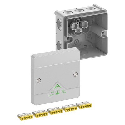 80242001 Spelsberg Abox 025-2.5 87 x 87 x 52mmD Grey with 5 Screwless 5 Wire Terminal Wago 2273-205 IP66