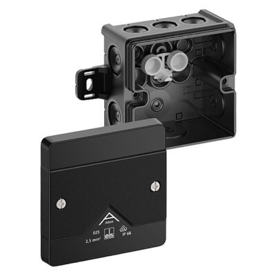 80200101 Spelsberg Abox 025 AB-L/sw 87 x 87 x 52mmD Black without Terminals with External Fixing Lugs IP66