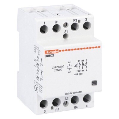 CN4022220 Lovato CN Triple Module 4 Pole Modular Contactor 2 x NO &amp; 2 X NC 220-230VAC Coil 40A AC1