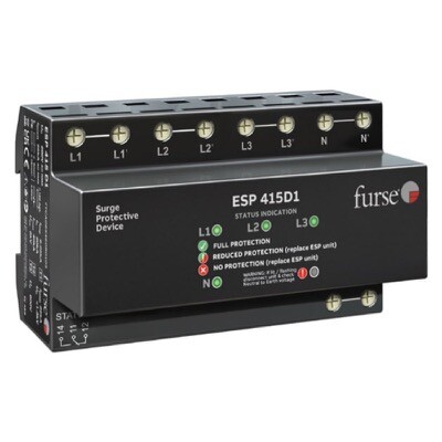 7TCA085460R0105 ABB Furse ESP 415D1 Three Phase Enhanced Type 1+2+3 Surge Protection DIN Rail Mountable