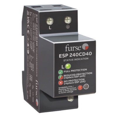 7TCA085460R0378 ABB Furse ESP 240CD40 Single Phase Enhanced Type 2+3 Surge Protection Device DIN Rail Mountable