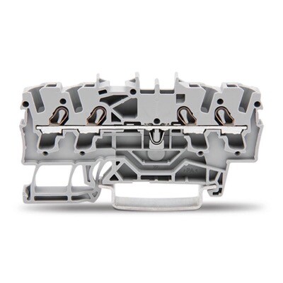 2002-1401 WAGO TOPJOB S 4-conductor Through Terminal Block 2.5mm2 Side and Center Marking for TS35 DIN Rail