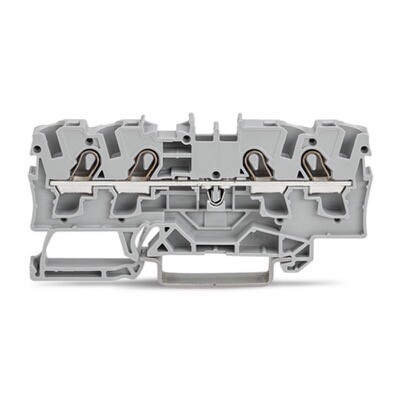 2004-1401 WAGO TOPJOB S 4-conductor Through Terminal Block 4mm2 Side and Centre Marking for TS35 DIN Rail Push-in