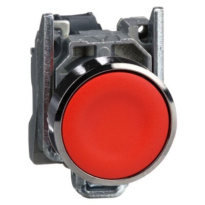 XB4BA42 Schneider Harmony XB4 Pushbutton Metal Flush Red 22mm Spring Return Unmarked 1 NC